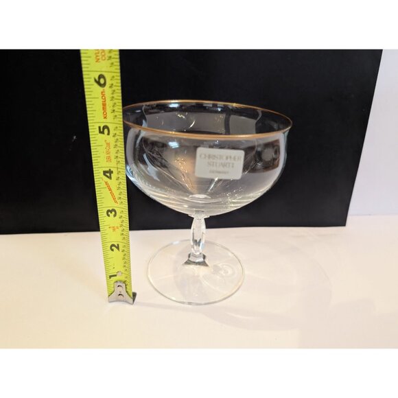 Christopher Stuart Germany Gold Rim Crystal Coupe Glass 5.5 Oz Elegant Design - Picture 5 of 6